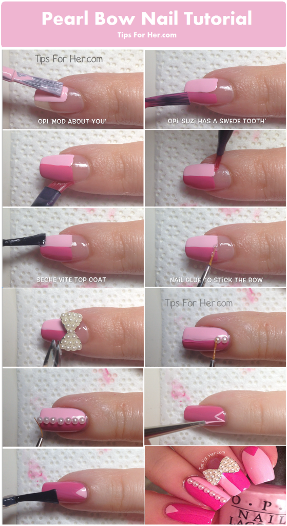 pearl bow nail tutorial