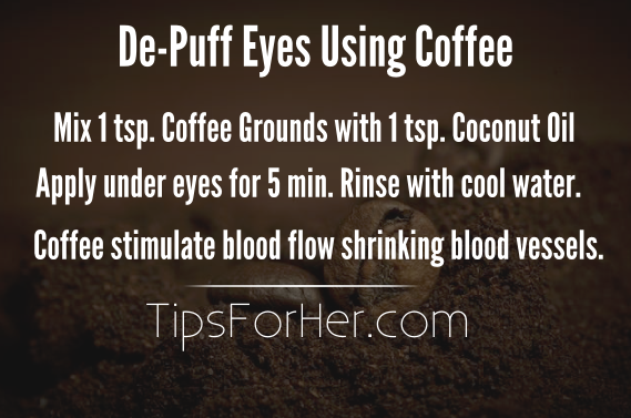 De-Puff Eyes Using Coffee Grounds