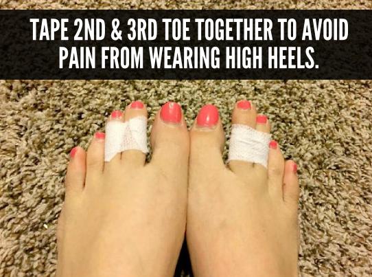 Tape yur 2nd & 2rd toe together to avoid pain from wearing high heels